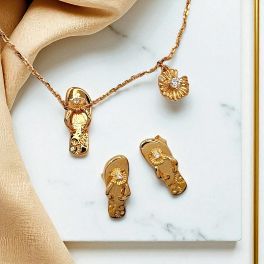 S925 Sterling Silver Summer Escape Necklace & Earrings Jewellery Set