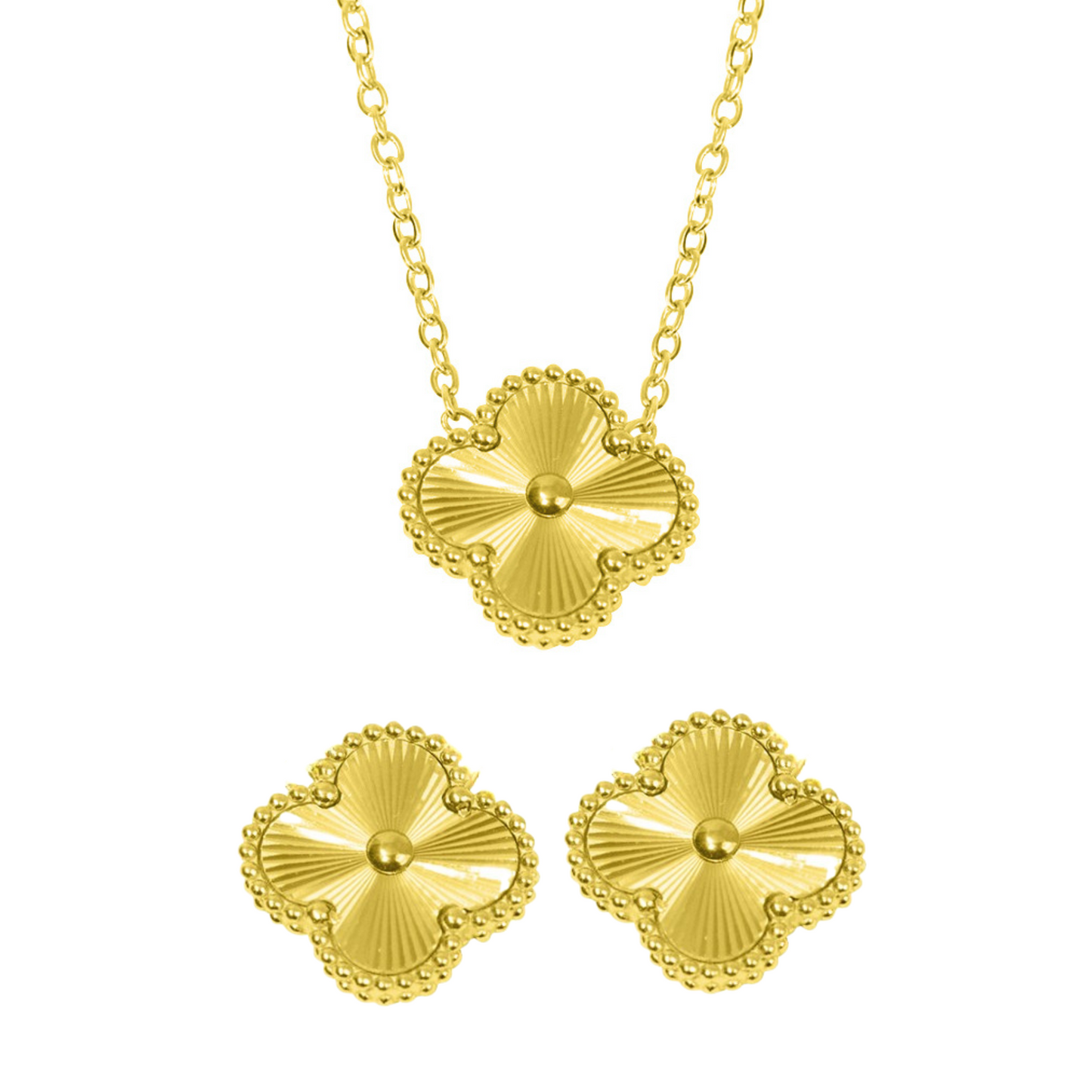 S925 Sterling Silver Clover Necklace & Earrings Jewellery Set