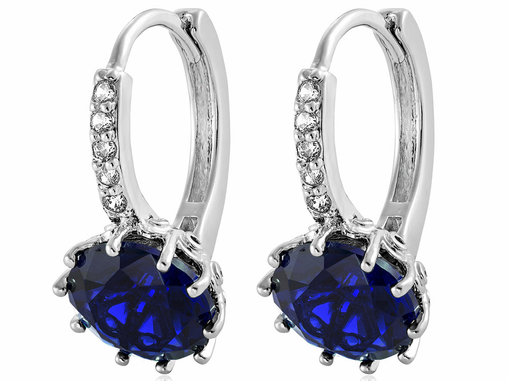 Women Round Cubic Zirconia Huggies Hoop Crystal Earrings