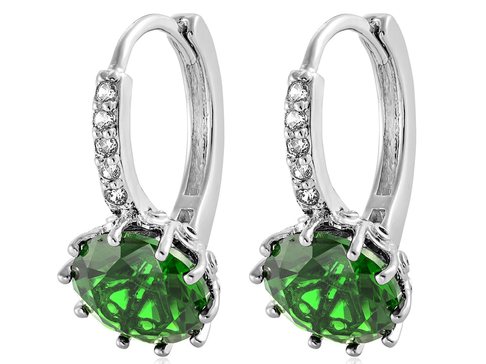 Women Round Cubic Zirconia Huggies Hoop Crystal Earrings