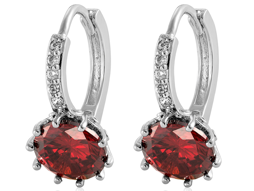 Women Round Cubic Zirconia Huggies Hoop Crystal Earrings