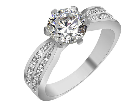 Silver Plated Solitaire Cubic Zirconia Ring