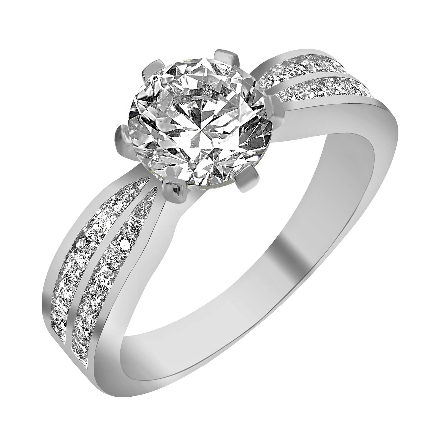 Silver Plated Solitaire Cubic Zirconia Ring
