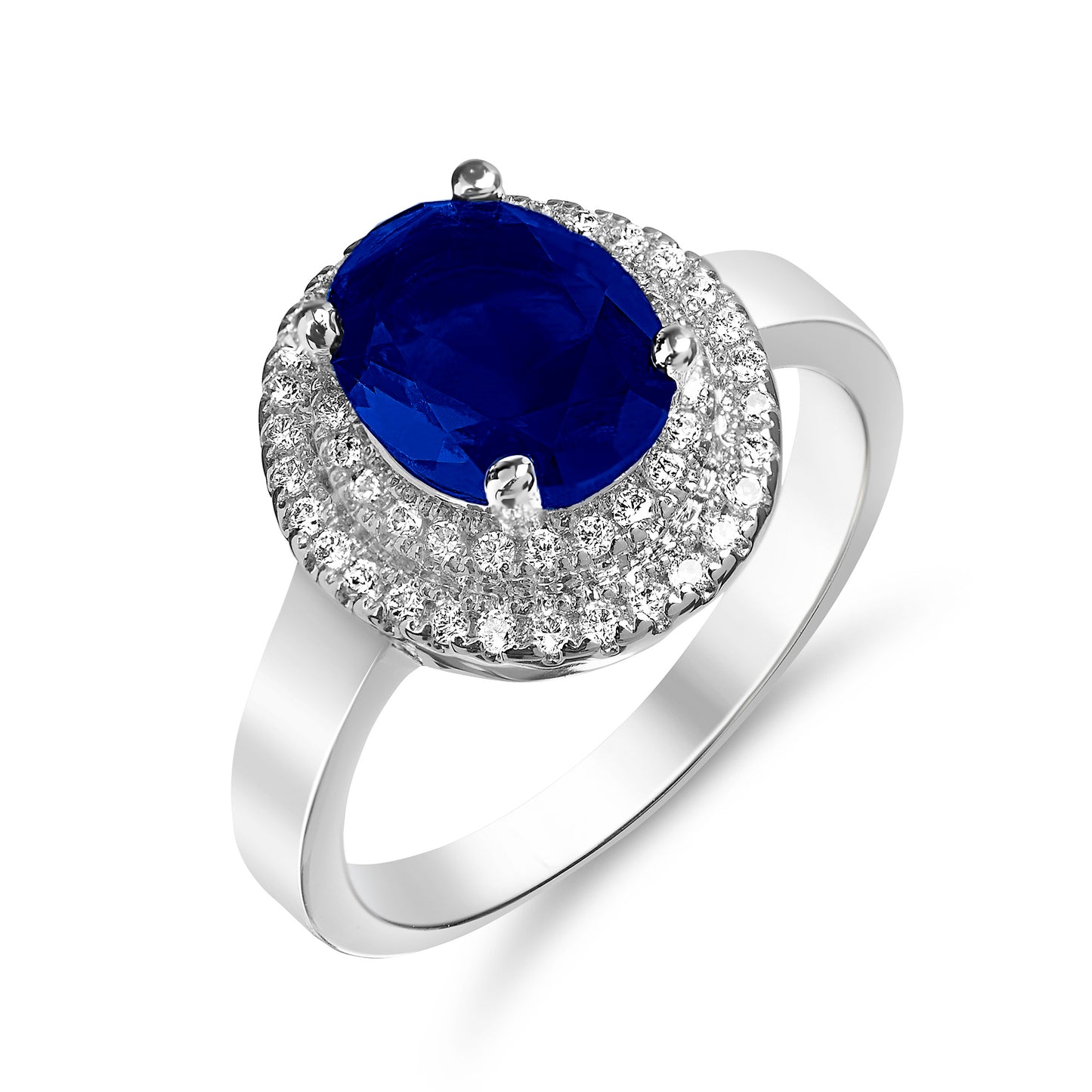 Beautiful Princess Style Silver Plated Sapphire Blue Crystal Ring