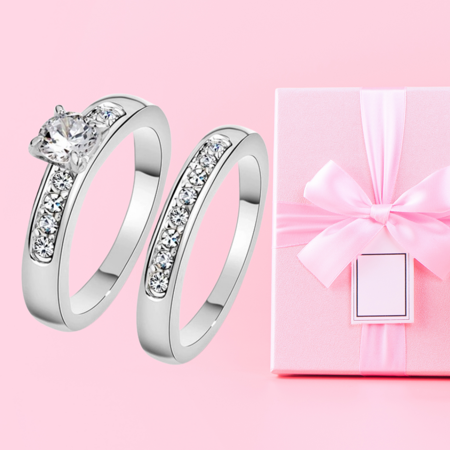 Double Crystal Ring Set