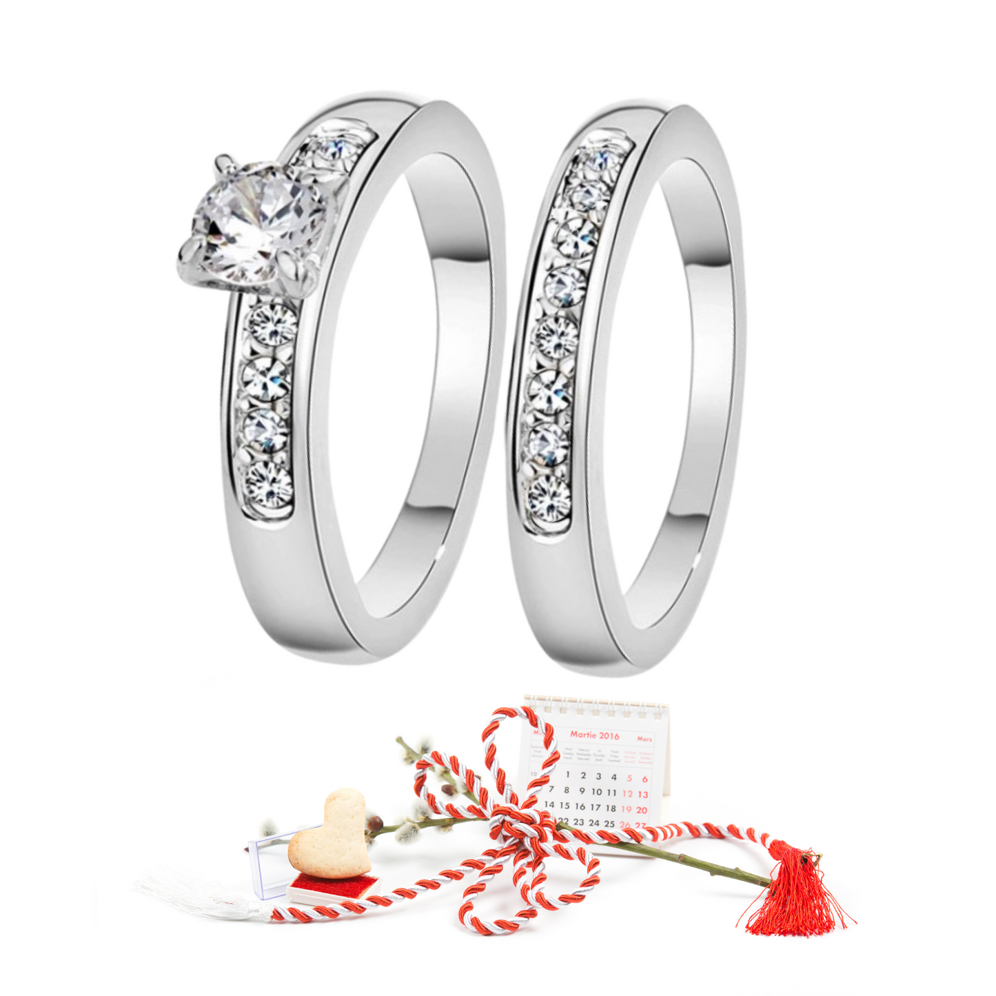 Double Crystal Ring Set