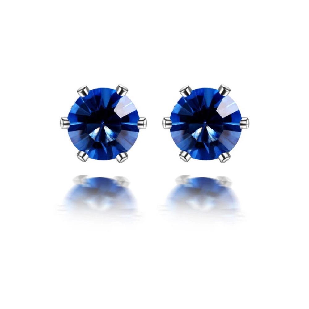 Brilliant Cut Blue Cubic Zirconia Stud Earrings