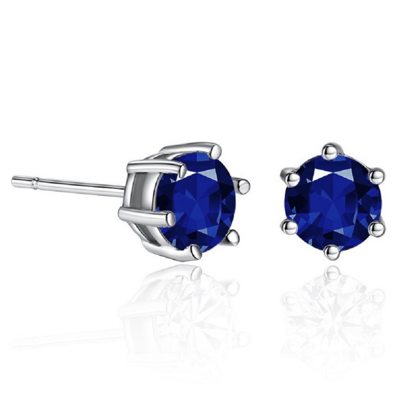 Brilliant Cut Blue Cubic Zirconia Stud Earrings