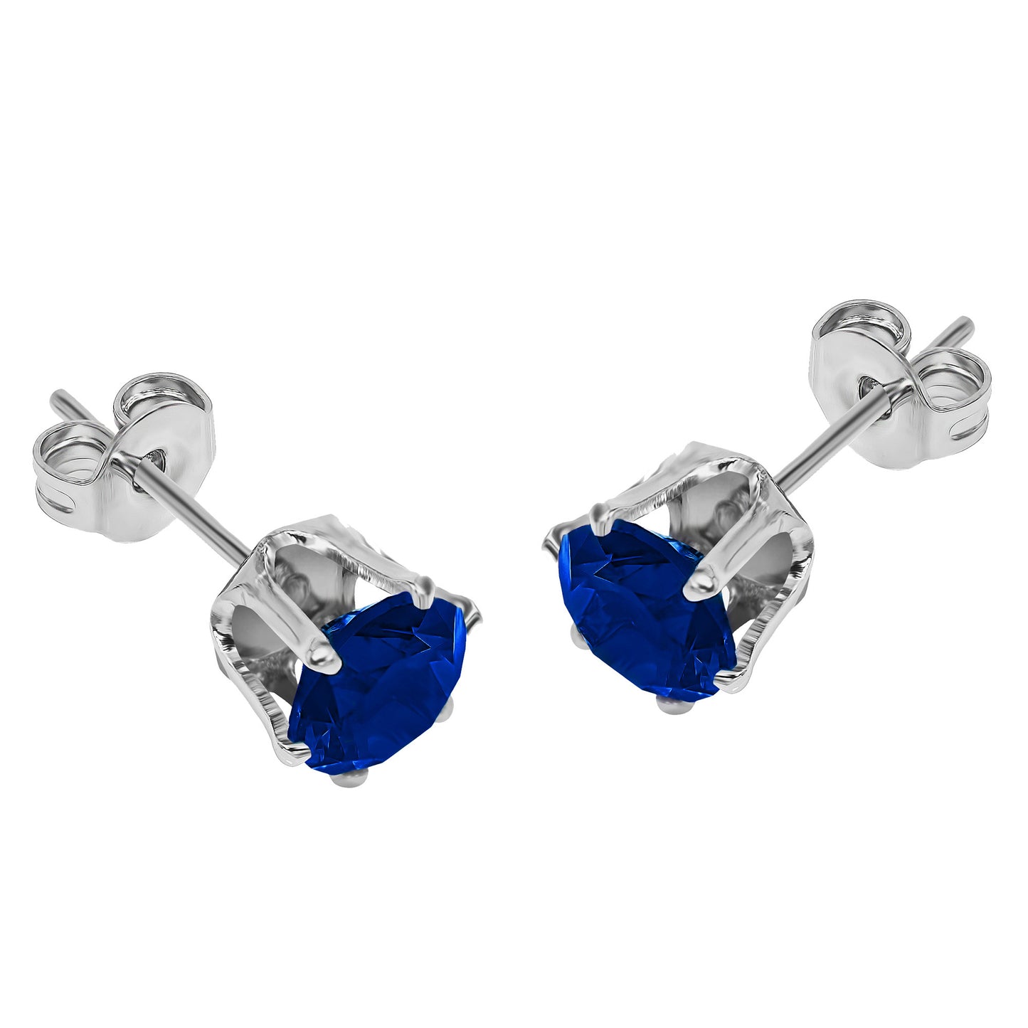 Brilliant Cut Blue Cubic Zirconia Stud Earrings