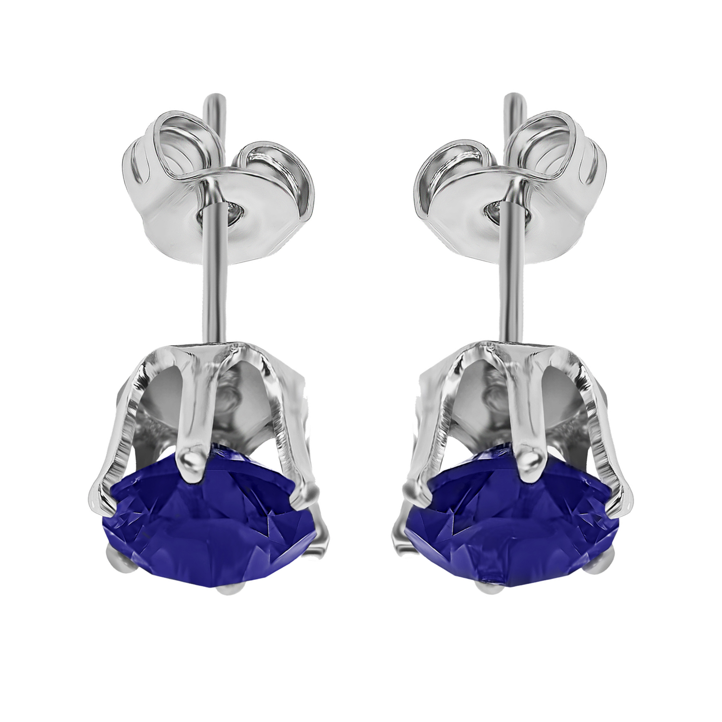 Brilliant Cut Blue Cubic Zirconia Stud Earrings