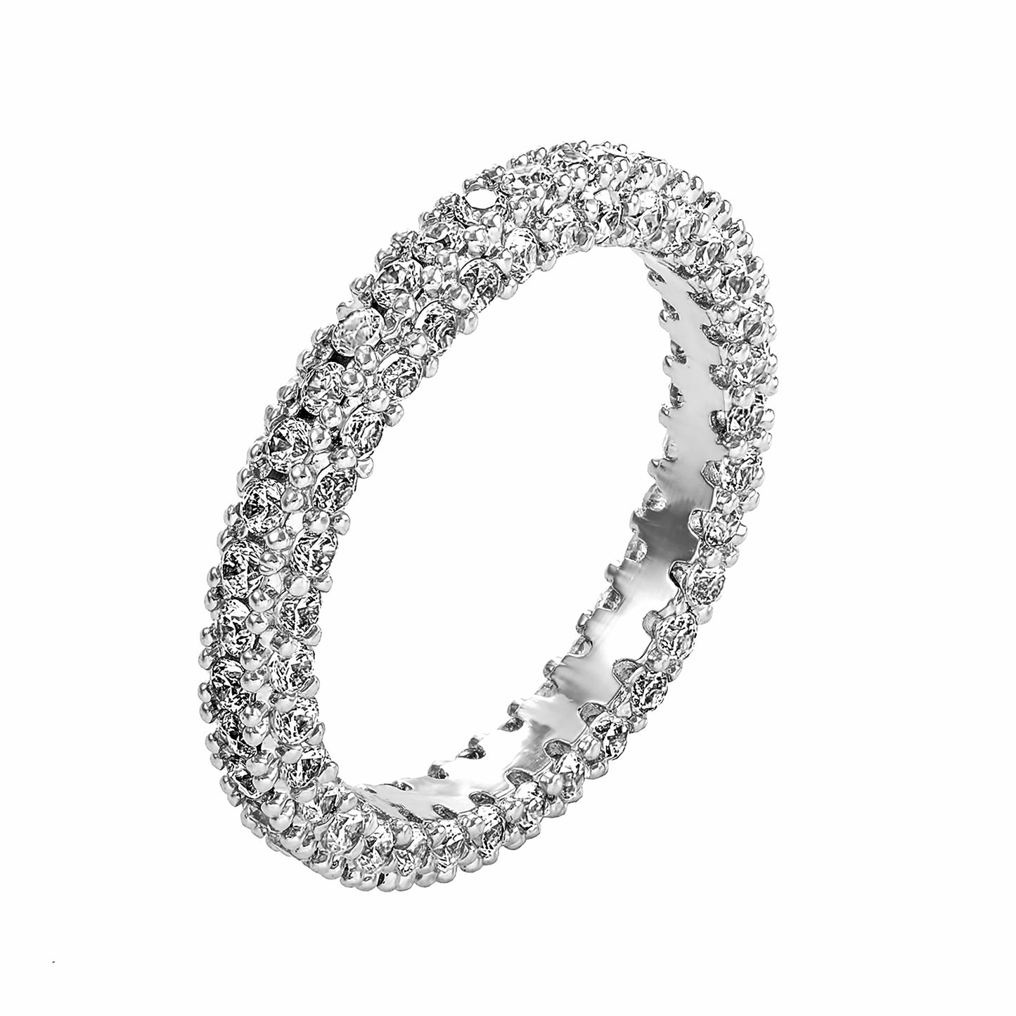 Eternity Engagement Wedding Band Ring with Clear or Blue Cubic Zirconia