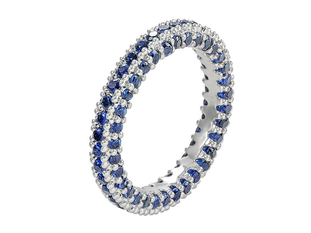 Eternity Engagement Wedding Band Ring with Clear or Blue Cubic Zirconia