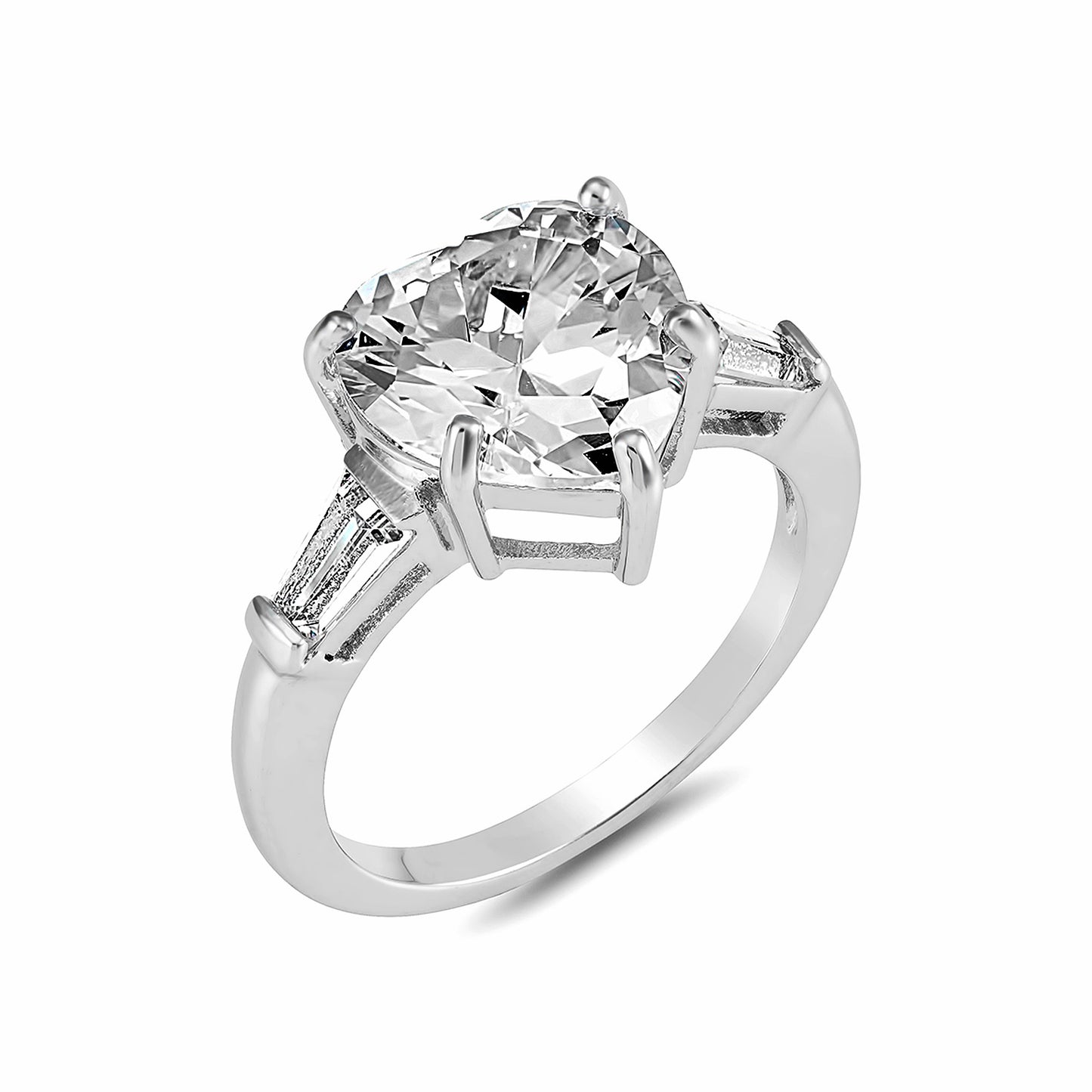 Women Sparkly Clear Crystal Heart Ring