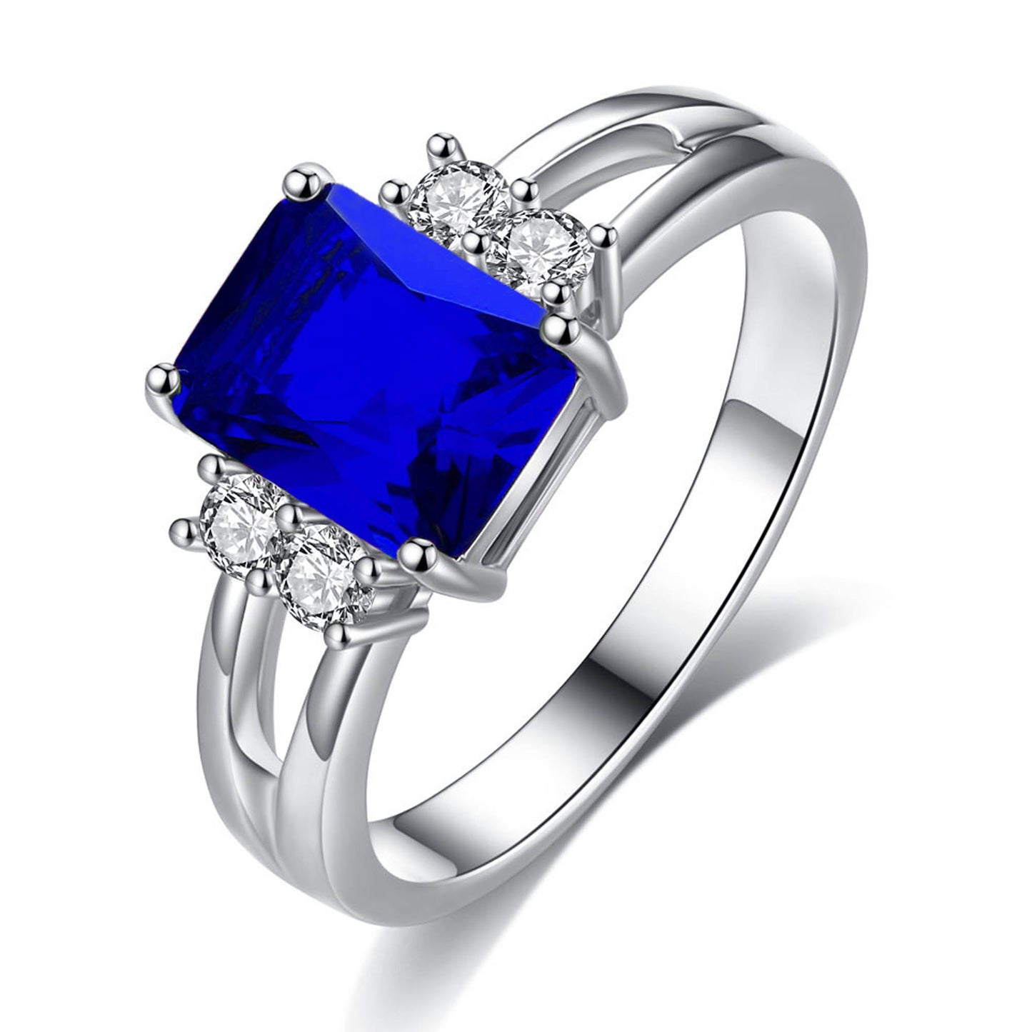 Silver Plated Royal Blue Crystal Ring