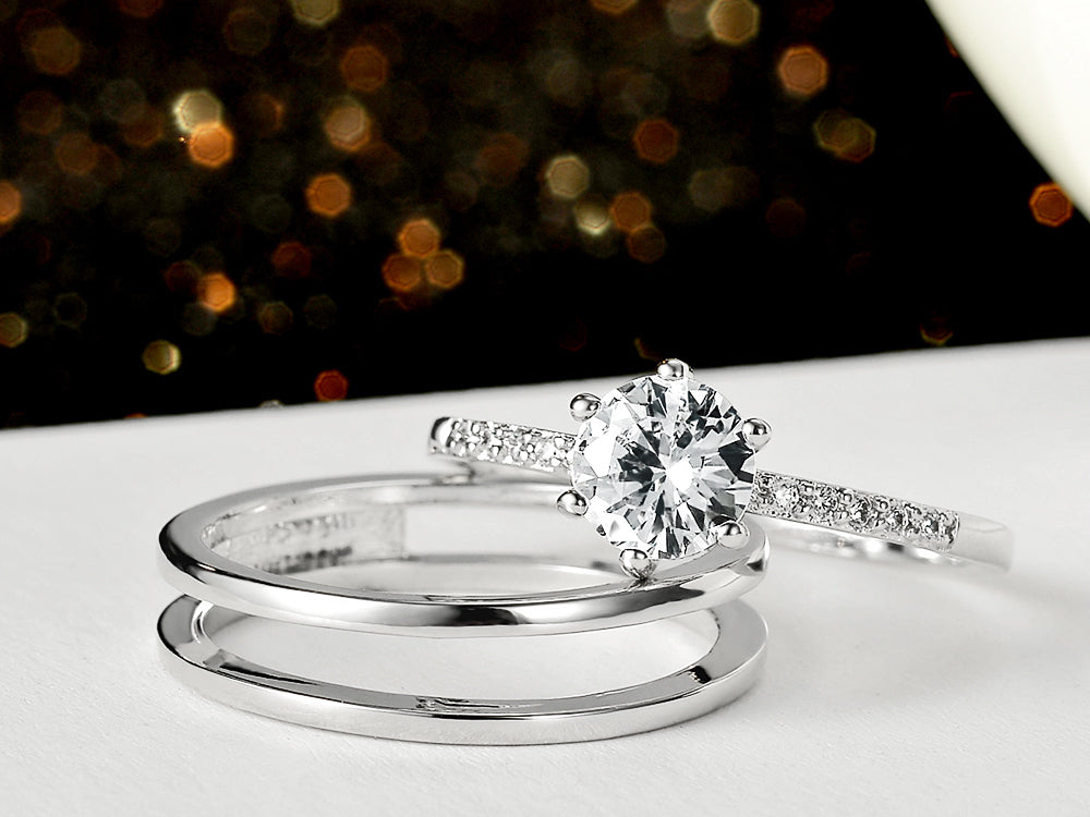 Brilliant Cut Eternity Double Ring Set