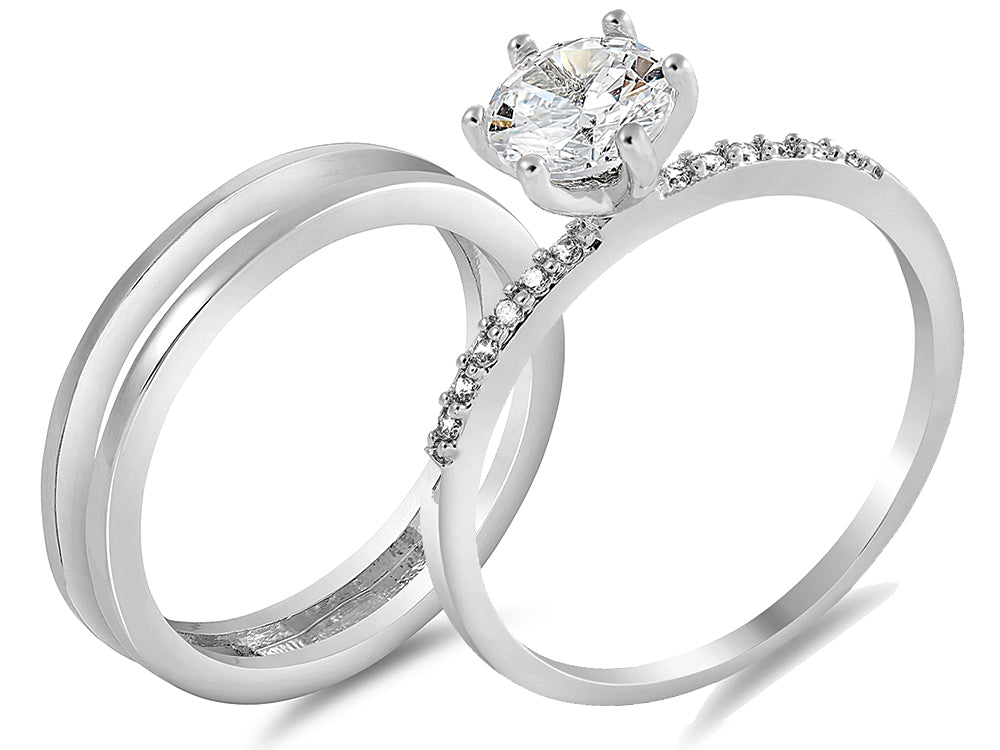 Brilliant Cut Eternity Double Ring Set