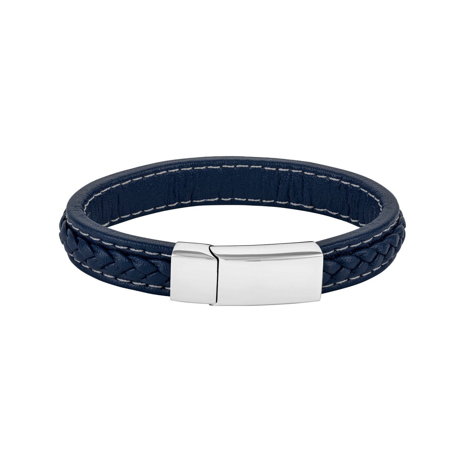 Men’s Genuine Leather Stainless Steel Bracelet Black or Blue