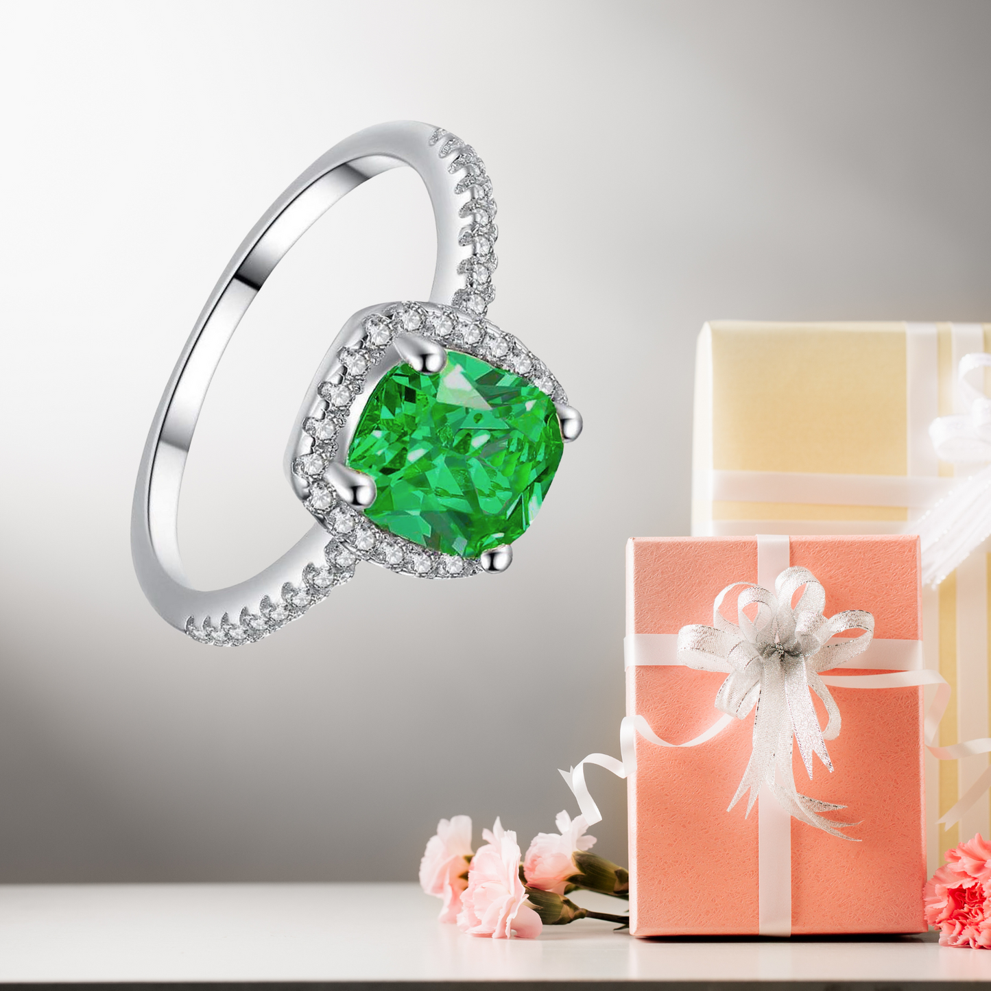 Emerald Green Crystal Ring