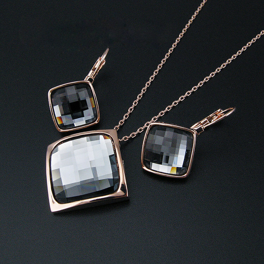 Earth Glass Earrings & Necklace Jewellery Set