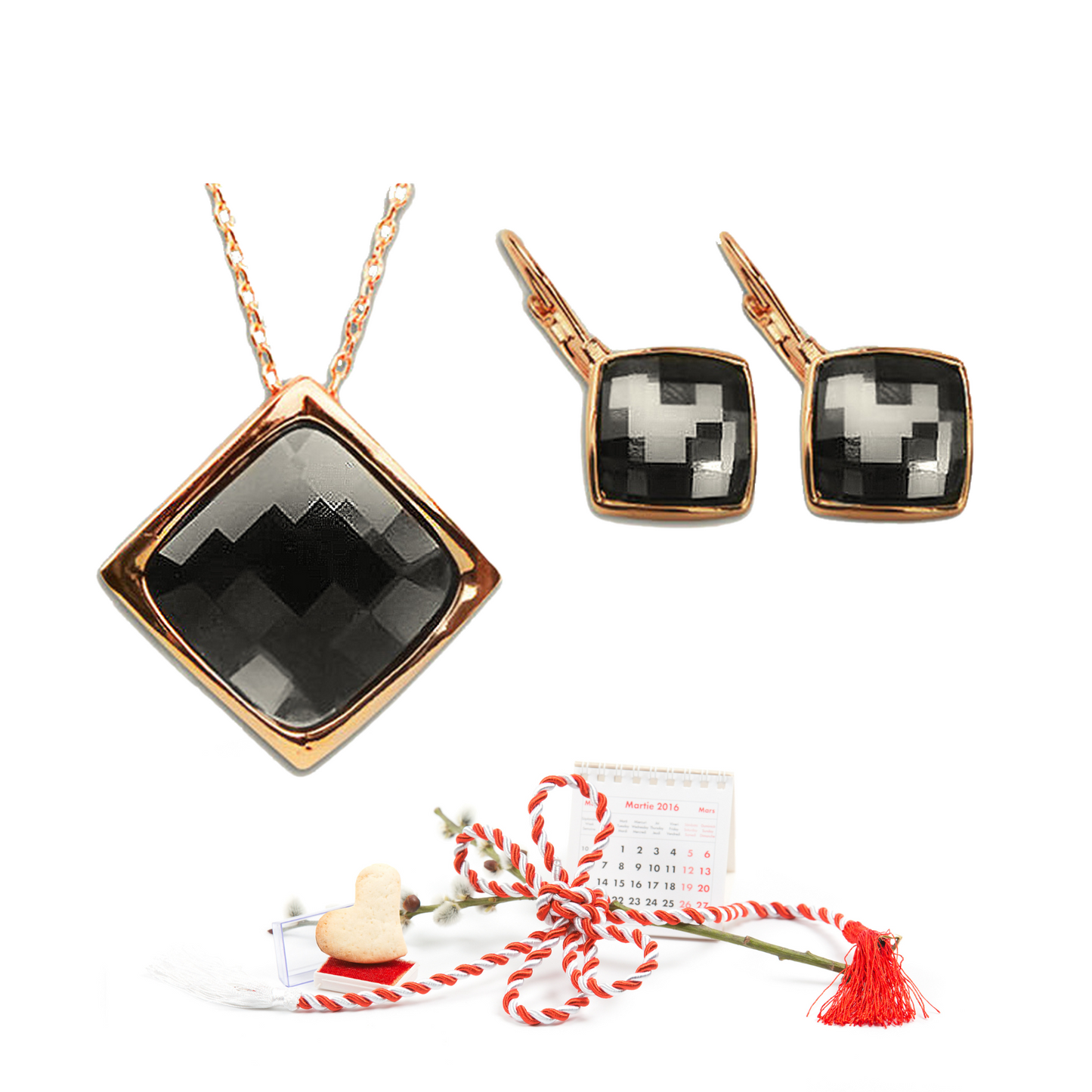 Earth Glass Earrings & Necklace Jewellery Set