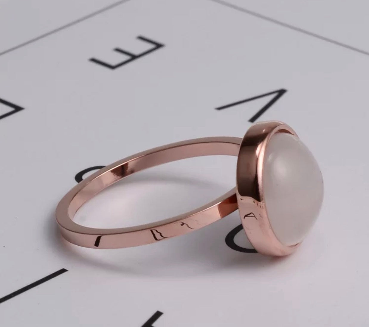 Rose Gold Plated Round Opal Ring