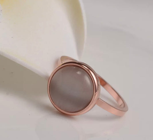 Rose Gold Plated Round Opal Ring
