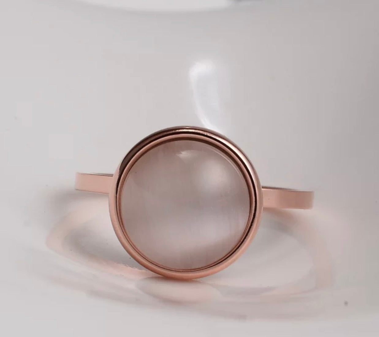 Rose Gold Plated Round Opal Ring