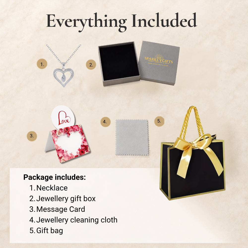 The "Vision of Love" Heart Pendant Necklace with Message Card For Fiancee Valentine's Day Gift
