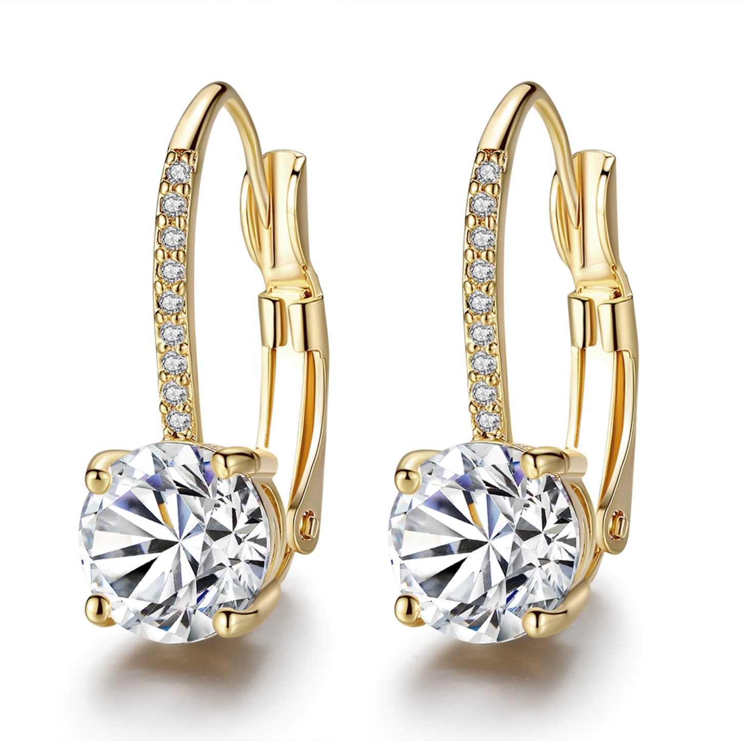 Golden Earrings Made with Crystal