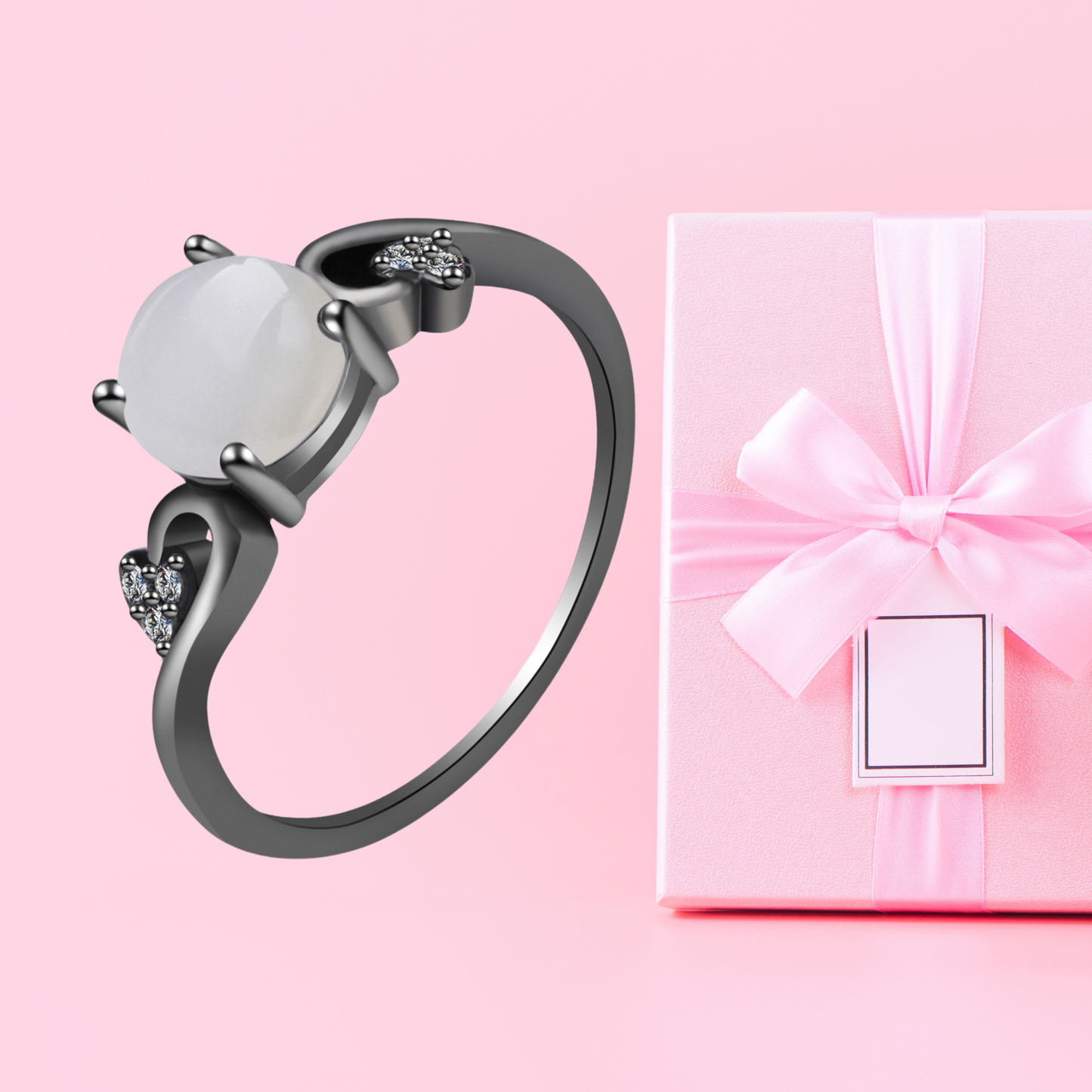 White Gem Ring Made with Premium Crystal