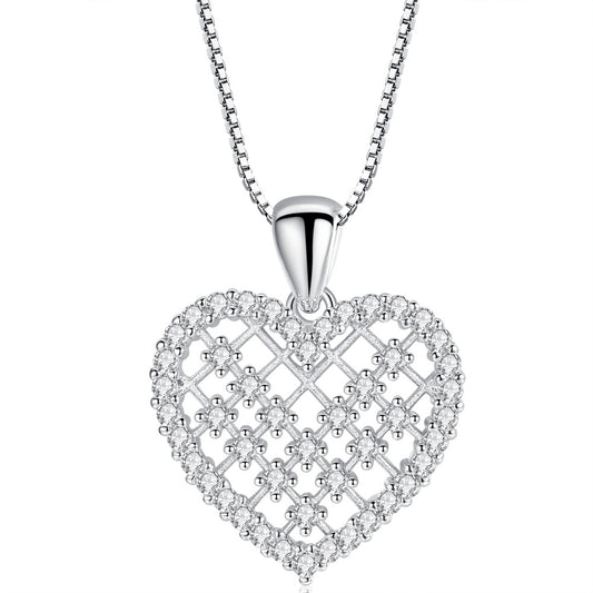 Silver Tone Crystal Heart Pendant Necklace with Love Mum Tag