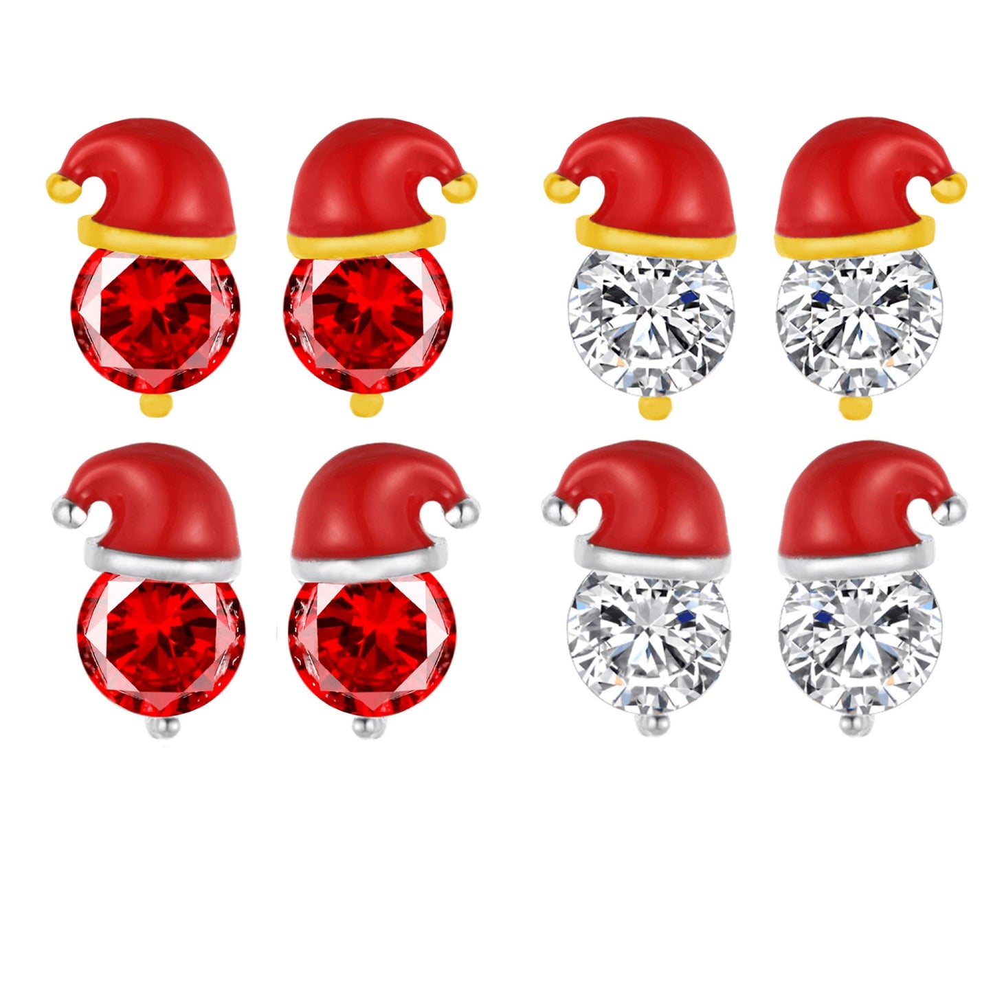 Santa Hat Christmas Crystal Stud Earrings