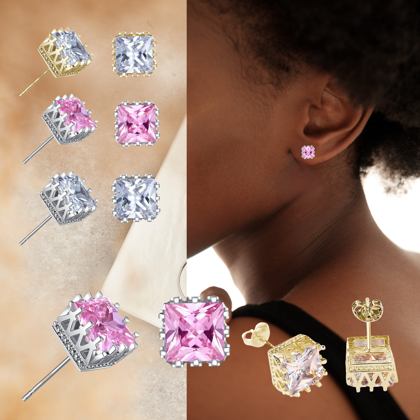 Crown Crystal Stud Earrings
