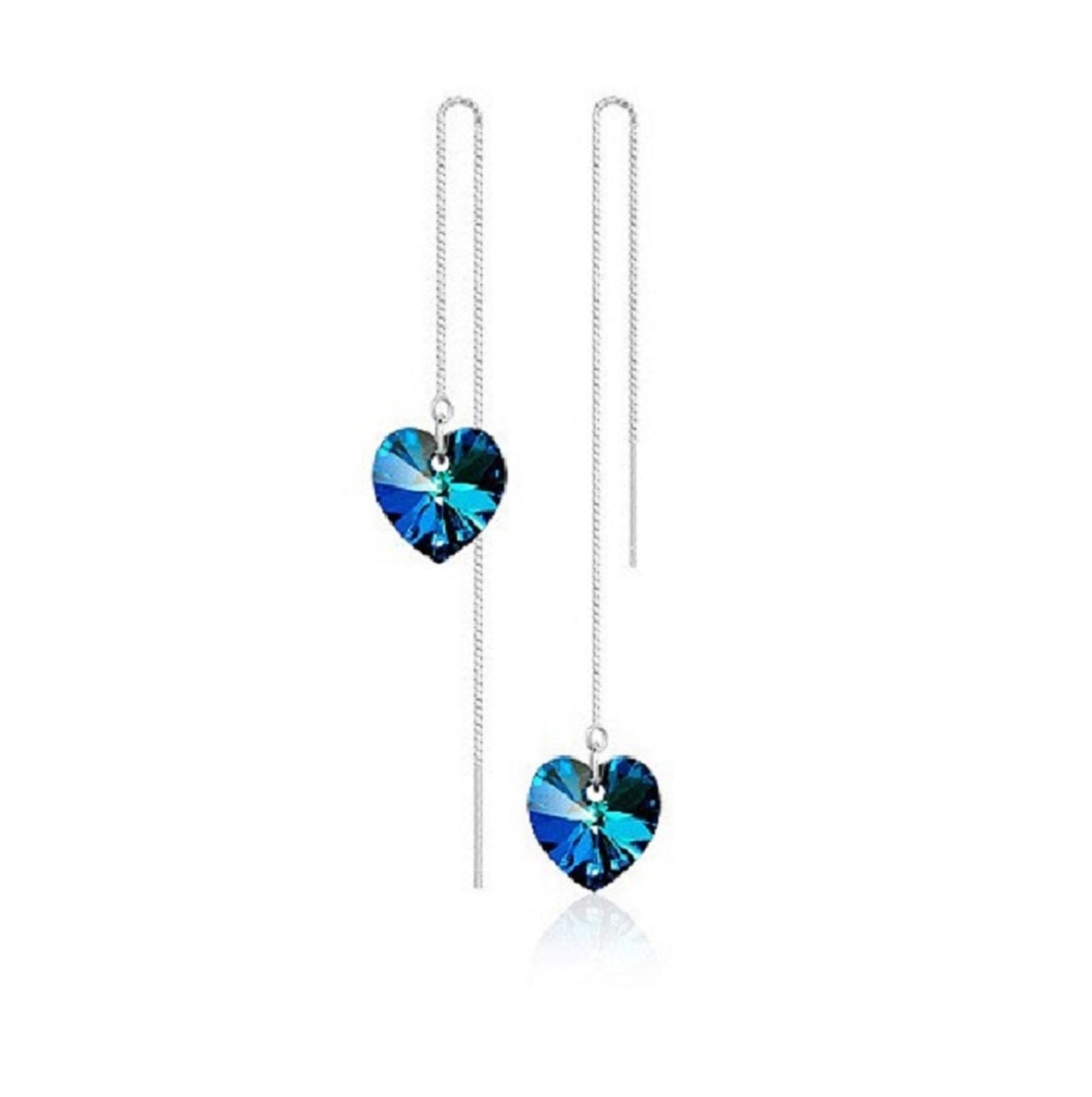 Ocean Blue Heart-Shaped Premium Crystal Earrings