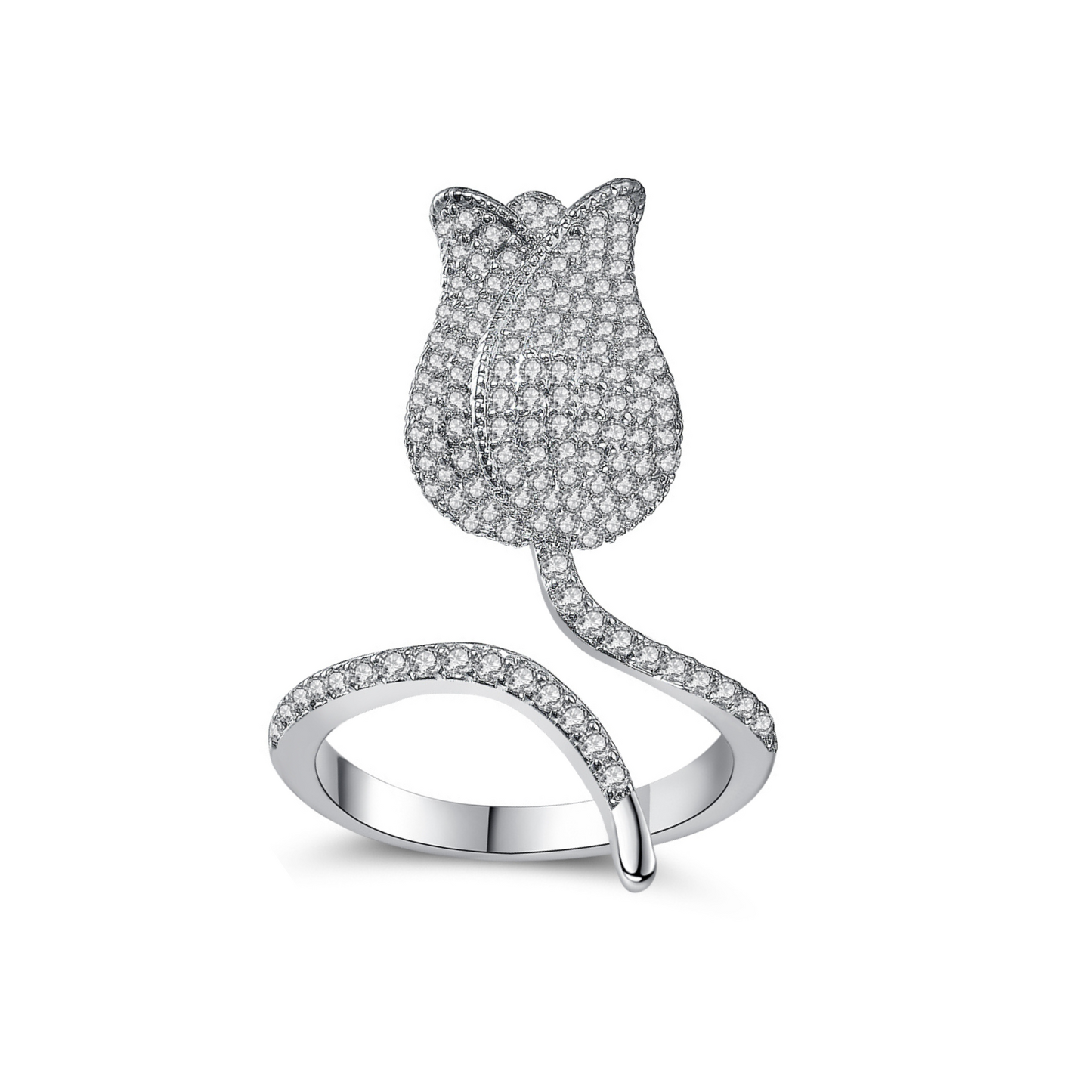 Sparkling Tulip Open Ring