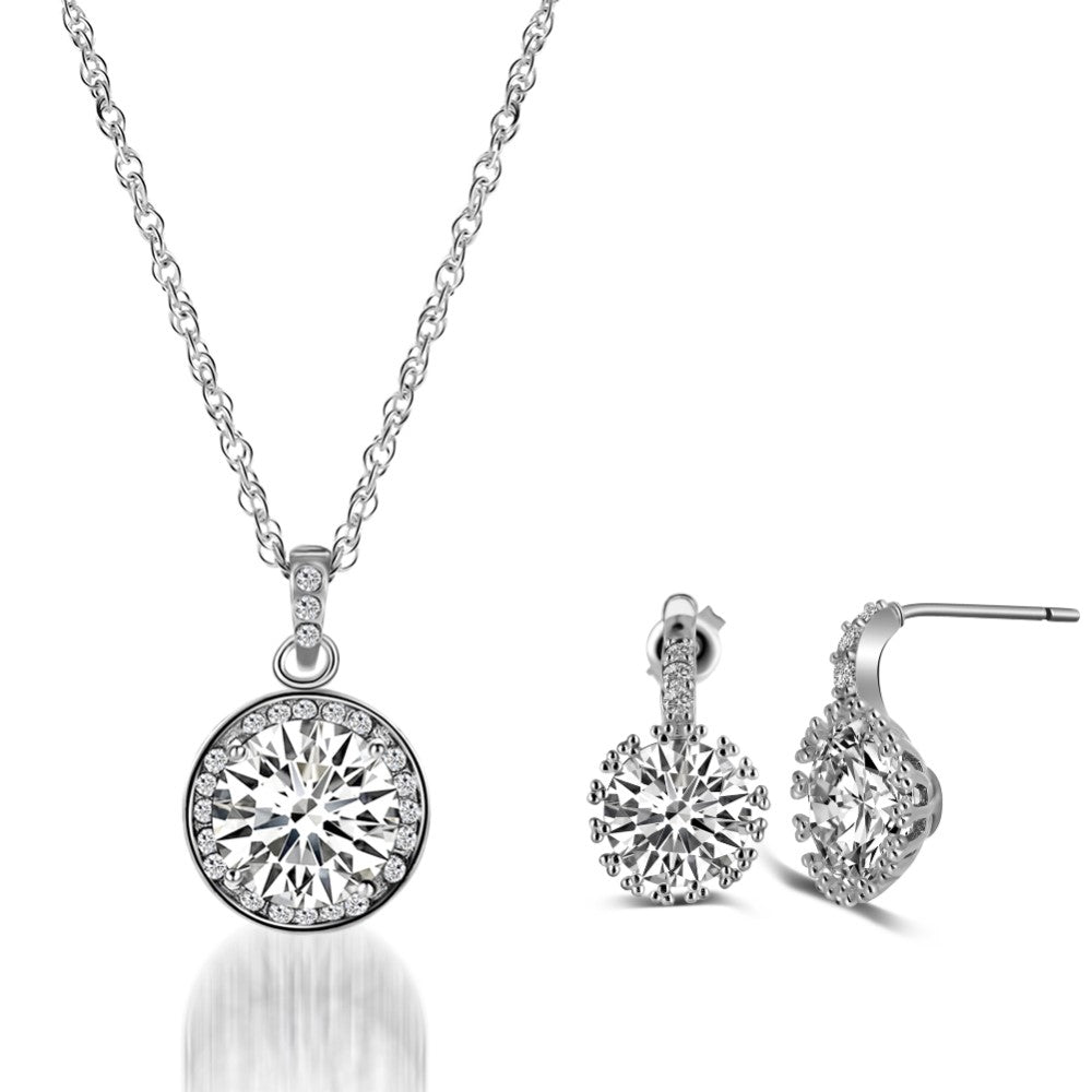 Crystal Necklace Earrings Ring Tri-Set
