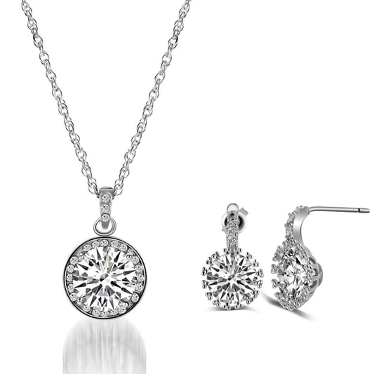 Crystal Necklace Earrings Ring Tri-Set