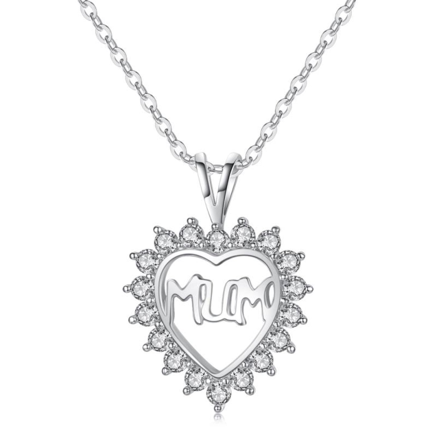 Mum's Radiant Heart with Crystal Necklace for Mum