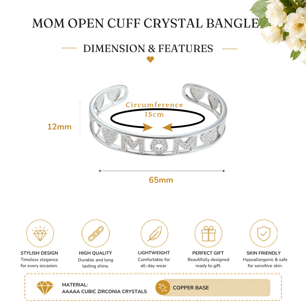 To My Mum Mom Cuff Bangle with Message Card