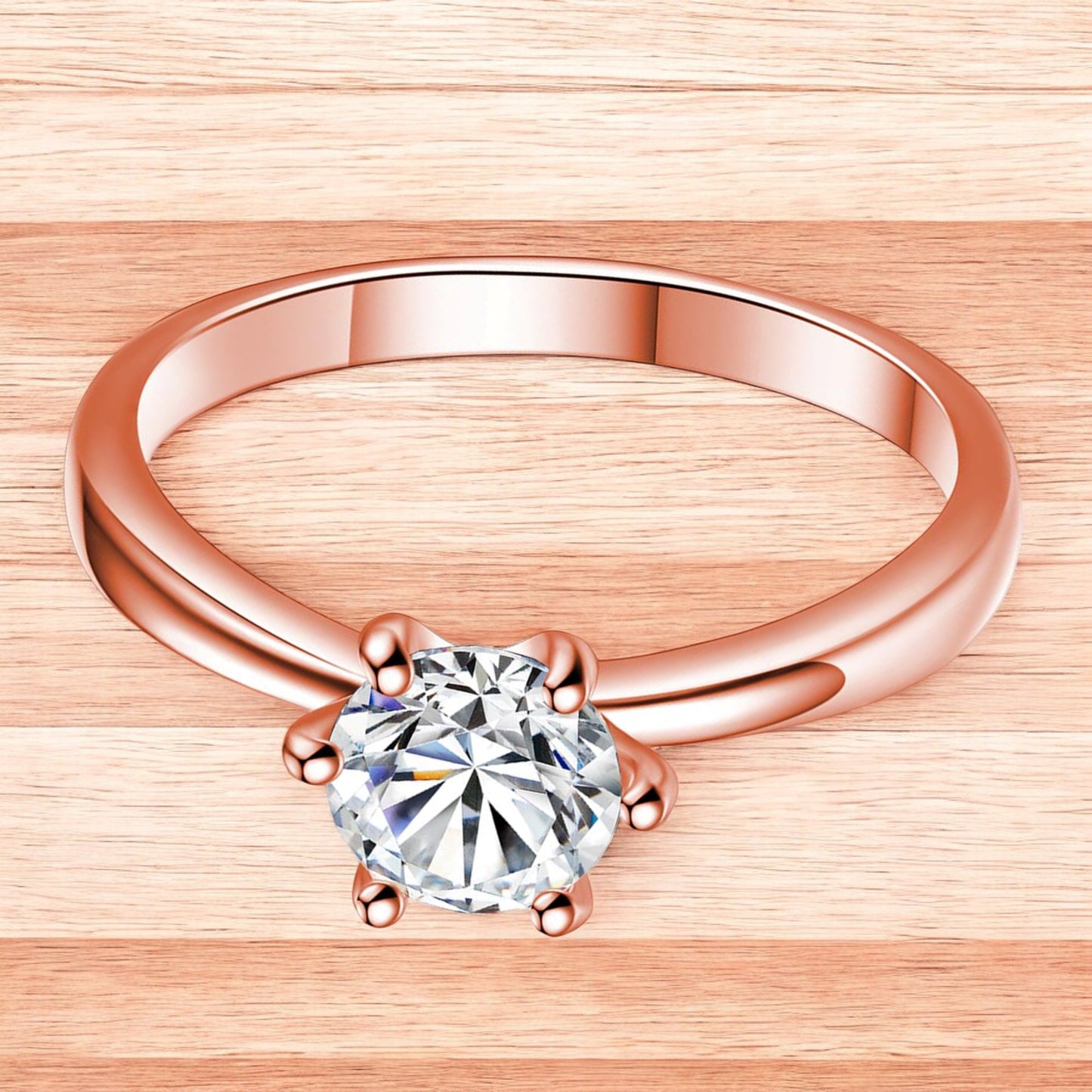 Rose Gold Ring with Clear Crystal