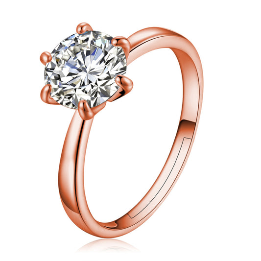 Rose Gold Ring with Clear Crystal