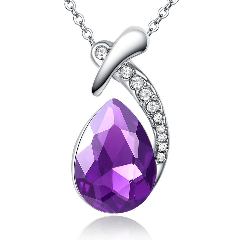 Sapphire Zirconia Teardrop Crystal Pendant Necklace