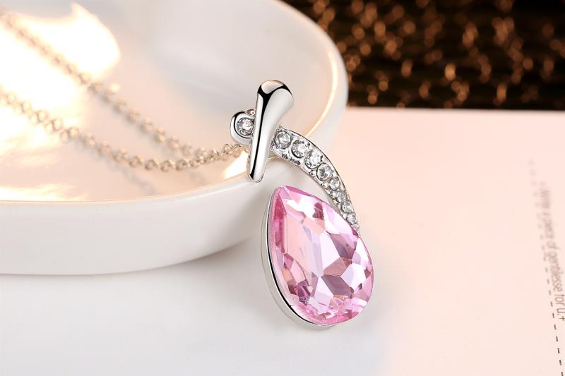 Sapphire Zirconia Teardrop Crystal Pendant Necklace