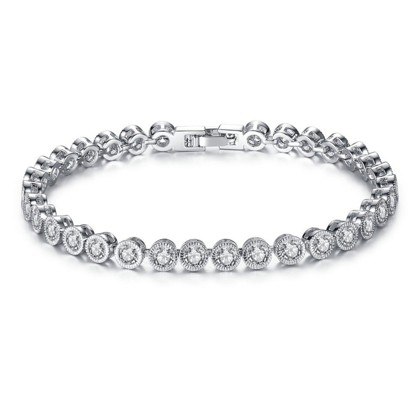 Silver Tone Cubic Zirconia Tennis Bracelet