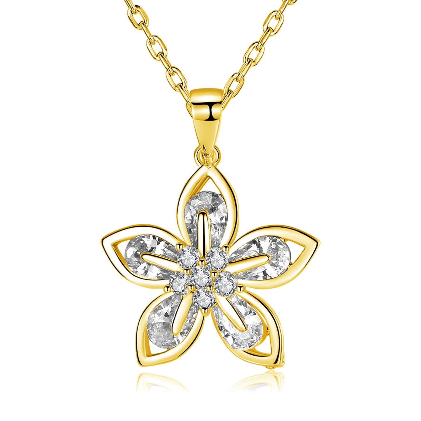 Golden Flower Crystal Necklace