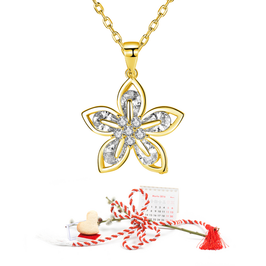 Golden Flower Crystal Necklace