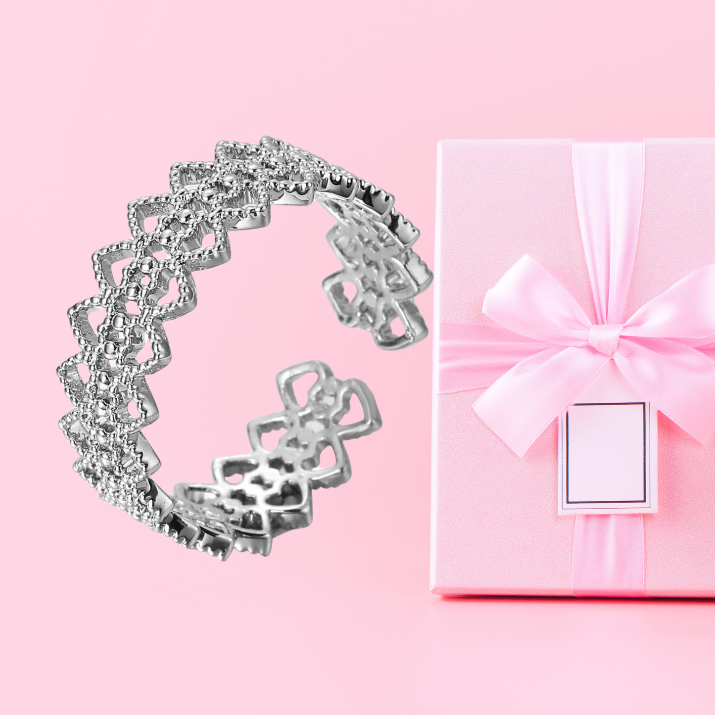 Linked Hearts Open Ring