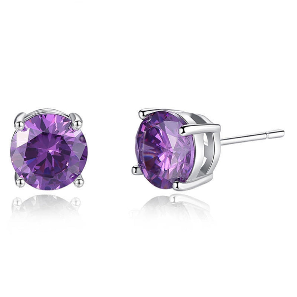 Sparkling Purple Heart Zircon Crystals Pendant Necklace & Earrings Set