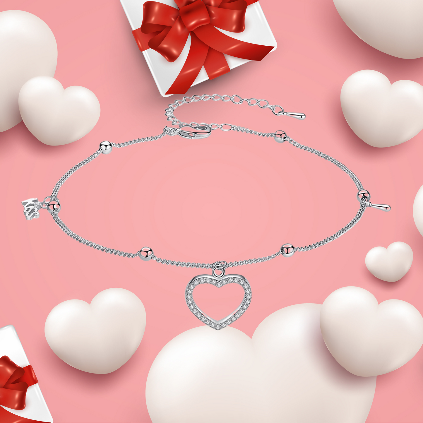 Adjustable Anklet or Bracelet in Silver Tone