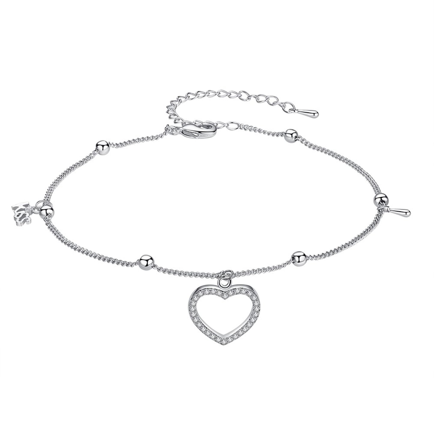 Adjustable Anklet or Bracelet in Silver Tone